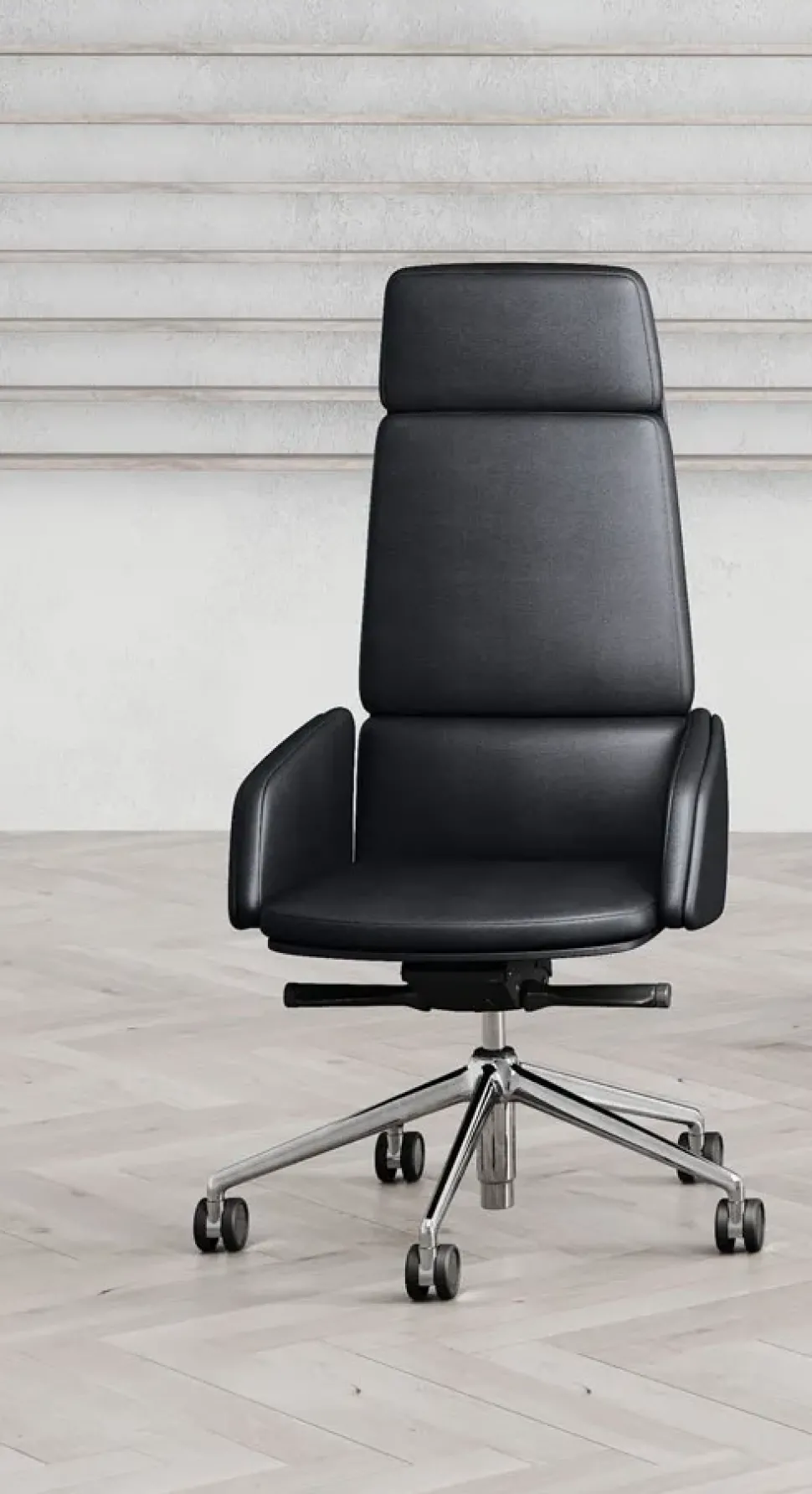 Sedia in pelle con schienale alto Lead in Offerta Outlet