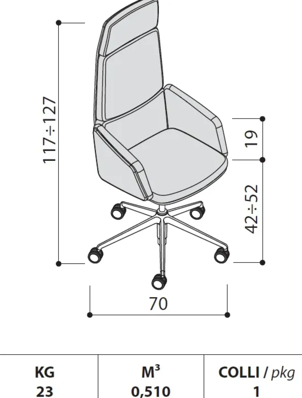 Sedia in pelle con schienale alto Lead in Offerta Outlet