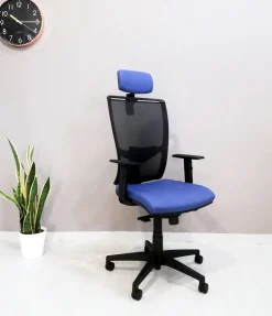 Sedia operativa in ecopelle Ciak rete con poggiatesta Las mobili con forte sconto