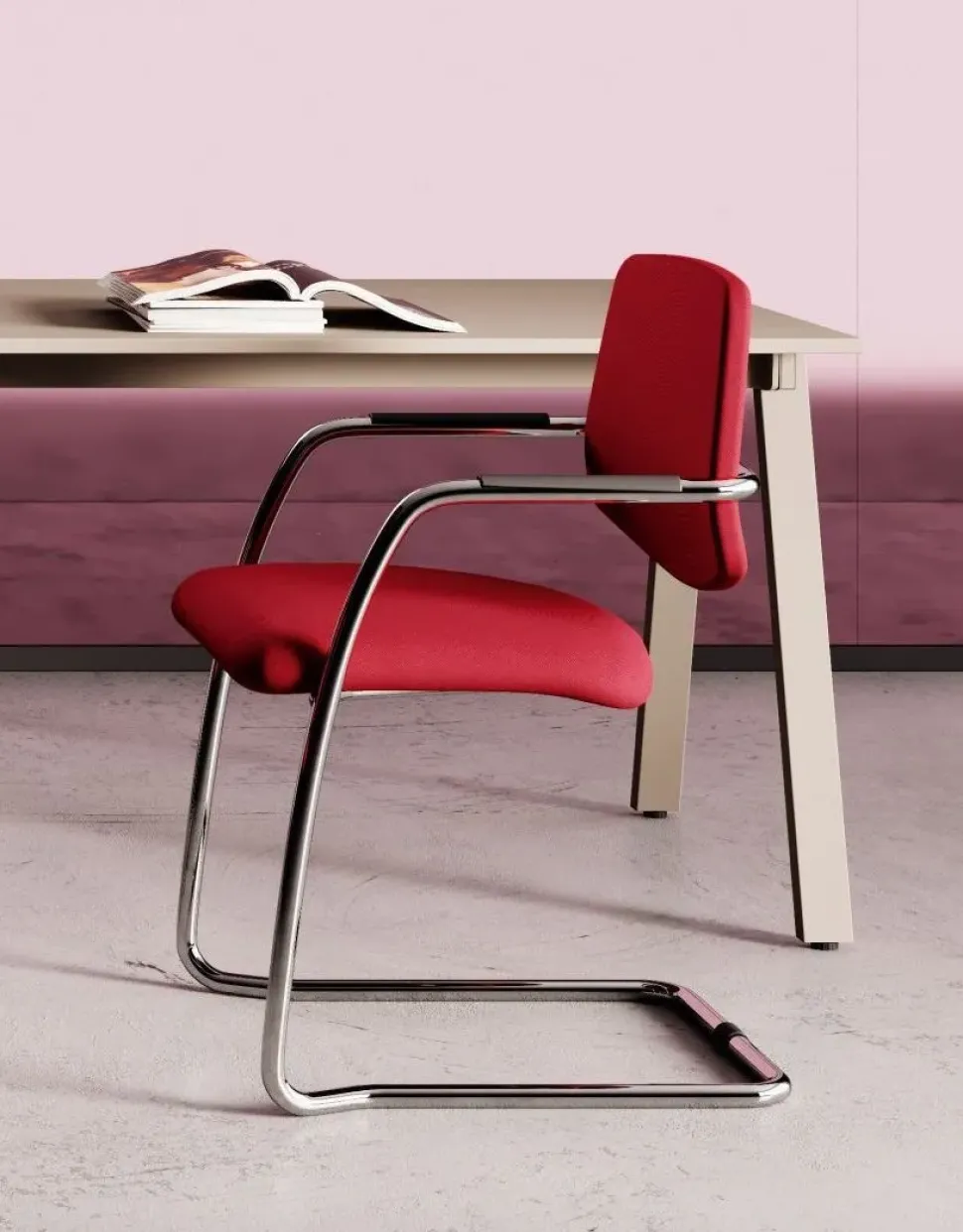 Sedia operativa in ecopelle Athena direzionale + 2 sedie slitta Las mobili con forte sconto