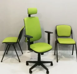 Sedia operativa Mask schienale alto + 2 sedie attesa in ecopelle Collezione esclusiva a prezzo Outlet