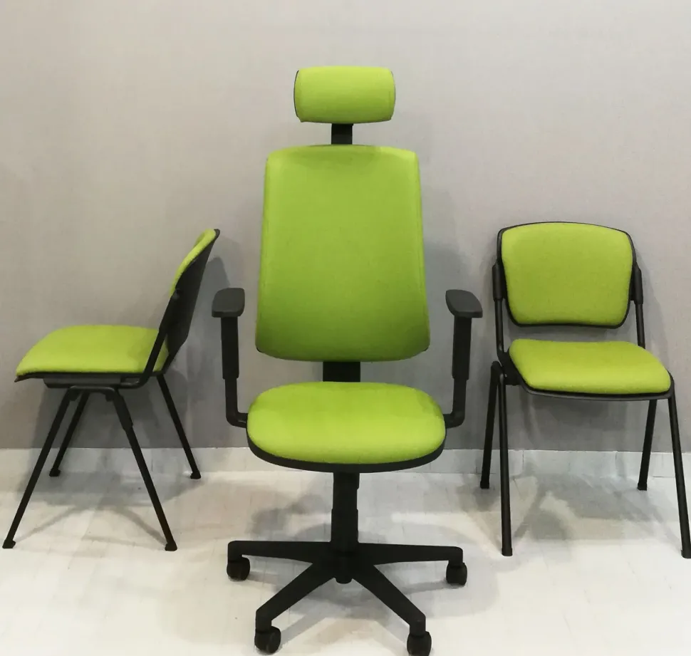 Sedia operativa Mask schienale alto + 2 sedie attesa in ecopelle Collezione esclusiva a prezzo Outlet