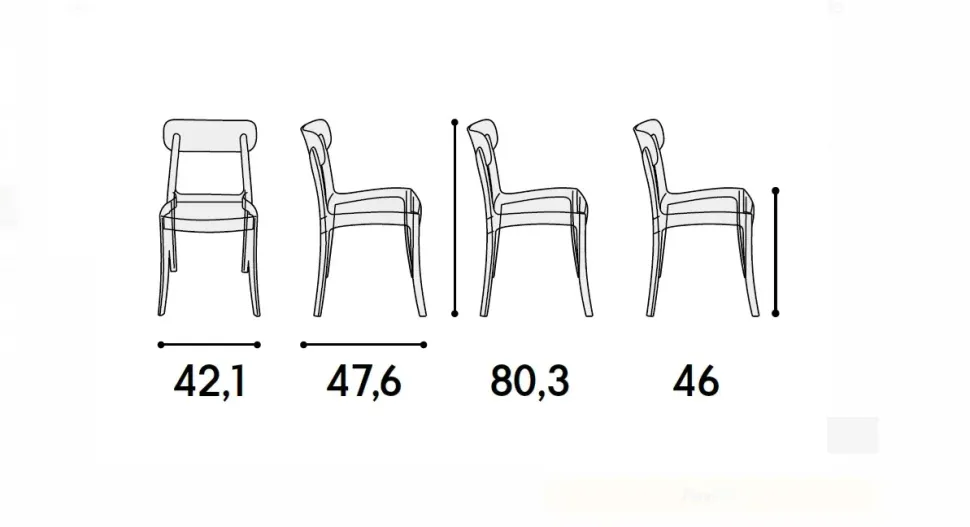Sedia senza braccioli Sedia trasparente di Md work a prezzo Outlet