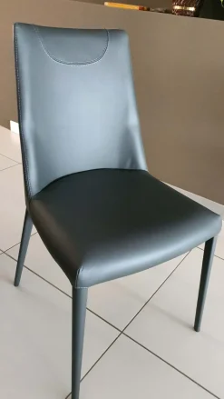 Sedia Sofia grafite da soggiorno realizzata in pelle scontata del 84%