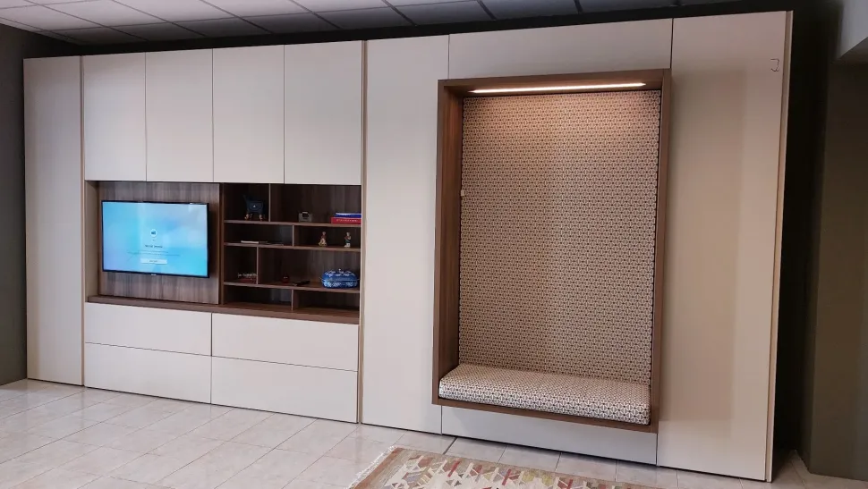 Soggiorno completo Alcova con letto di Tumidei in melamminico in Offerta Outlet