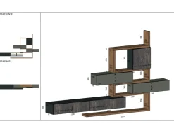 Soggiorno completo Horizon di Mobilgam in legno in Offerta Outlet