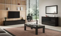 Soggiorno completo in laccato lucido stile moderno Modello roma laccato bianco e nero lucido Artigianale