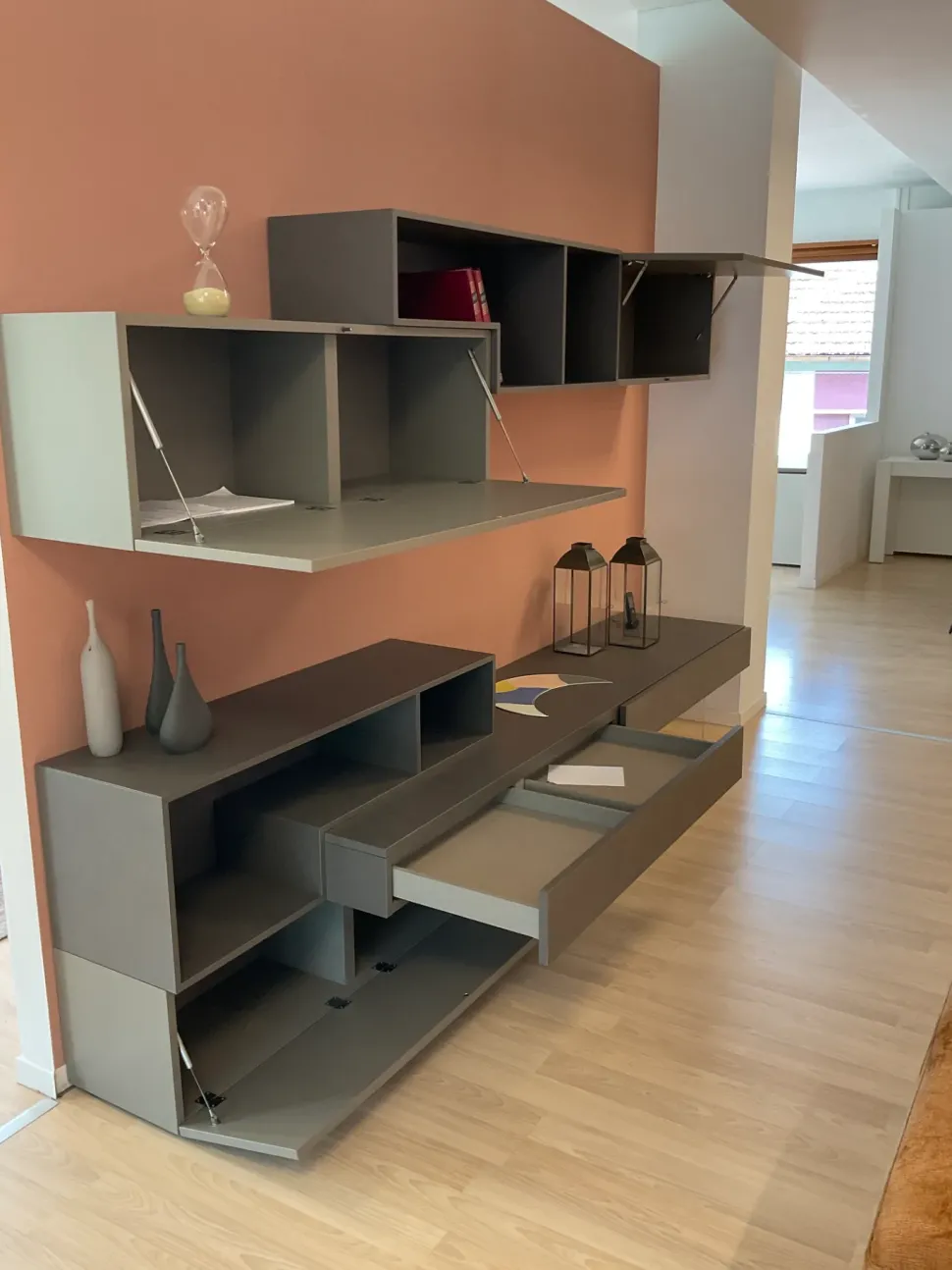 Soggiorno completo Lampo di Sangiacomo in laccato opaco in Offerta Outlet