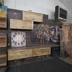 Soggiorno completo modello Parete soggiorno industrial 4 moduli newport  di Outlet etnico a prezzo scontato