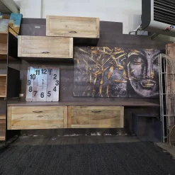 Soggiorno completo modello Parete soggiorno industrial 4 moduli newport  di Outlet etnico a prezzo scontato