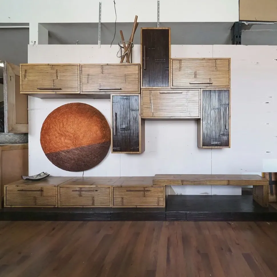 Soggiorno completo modello Composizione soggiorno bortoli bambu miele e black di Bortoli a prezzo scontato