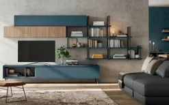 Soggiorno completo modello Soggiono  colombini golf  in colore rovere e  blu opale di Colombini casa a prezzo Outlet