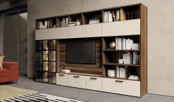 Soggiorno completo Momenti di Febal in laminato materico in Offerta Outlet