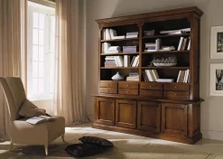 Soggiorno  Libreria a 4 ante con cassetti lucidata a gommalacca scontato del -30 %