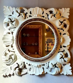specchio Rococò laccato opaco bianco scontato del 51%