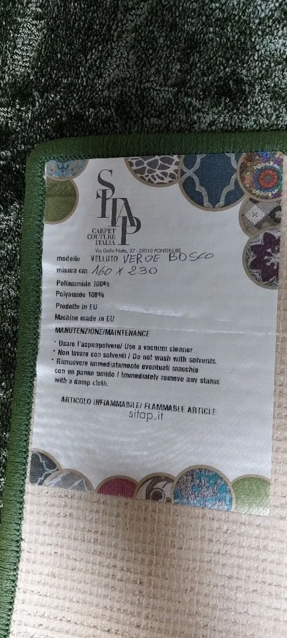 Tappeto modello Velluto Sitap in fibra sintetica in Offerta Outlet