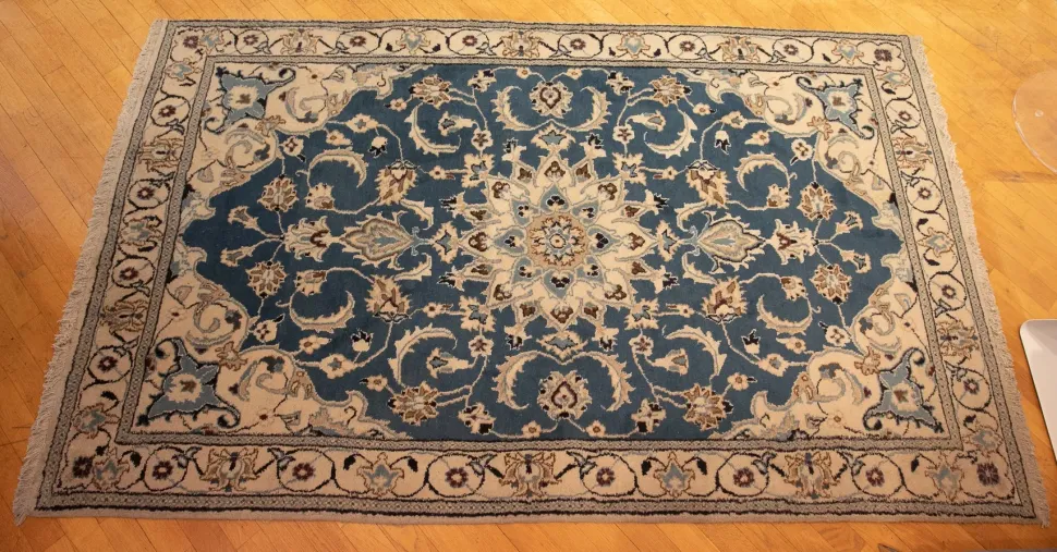 Tappeto rettangolare in stile classico Tappeto persiano nain Artigianale a prezzo scontato