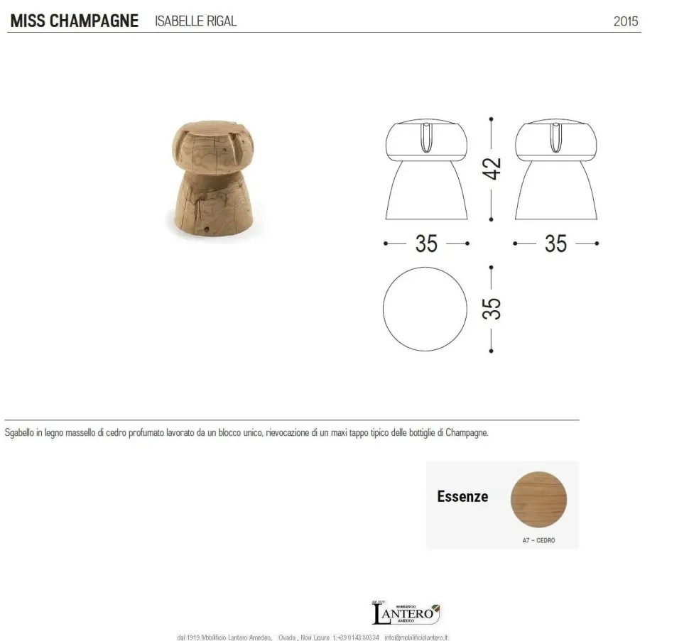 Tavolino design Miss champagne di Riva 1920 a prezzo scontato