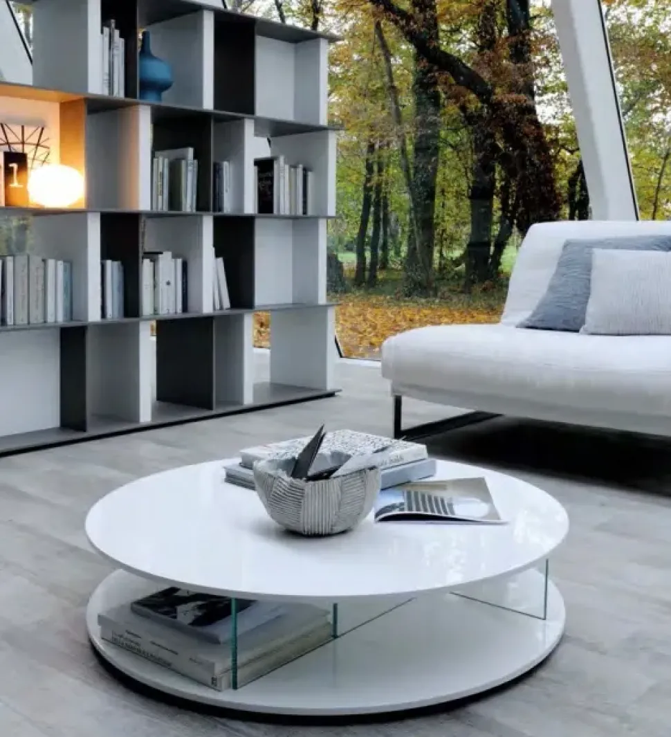 Tavolino Mobilgam Rotondo in OFFERTA OUTLET. Design moderno ed elegante.