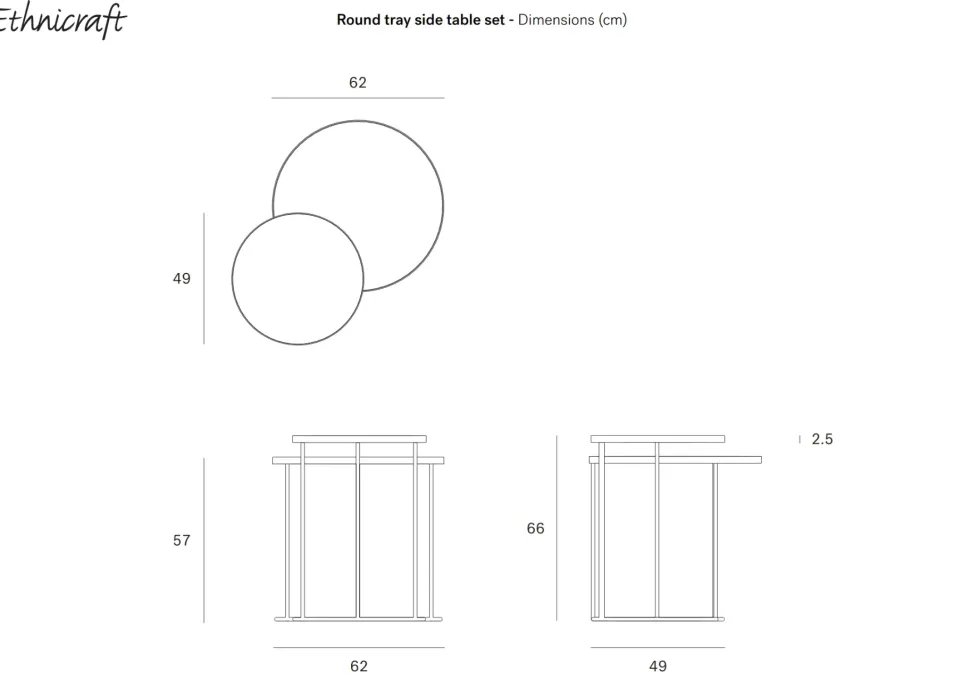 Tavolino moderno Set tavolo vassoio ethnicraft di Artigianale a prezzo ribassato