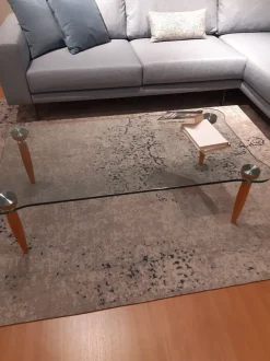 Tavolino Tavolino cristallo noce rettangolare del marchio La vetreria con forte sconto - 45%