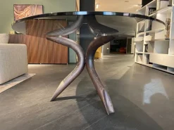 Tavolo con piano in vetro ellittico di Colico a PREZZO OUTLET