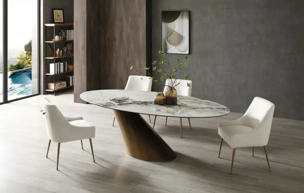 Tavolo in ceramica ovale Oasi Domitalia in offerta outlet