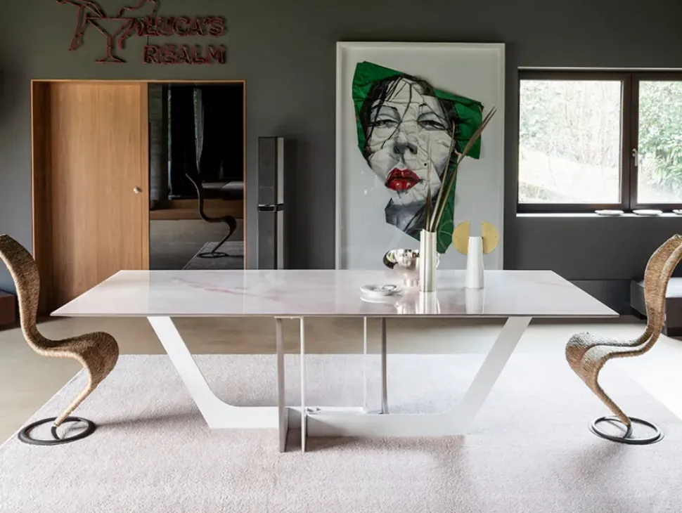 Tavolo in ceramica rettangolare Manhattan glass Devina nais a prezzo ribassato