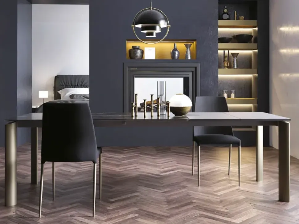 Tavolo in ceramica rettangolare Circle Zamagna a prezzo ribassato