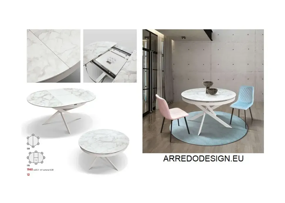 Tavolo in ceramica rotondo Tempor 1940 Collezione esclusiva a prezzo scontato