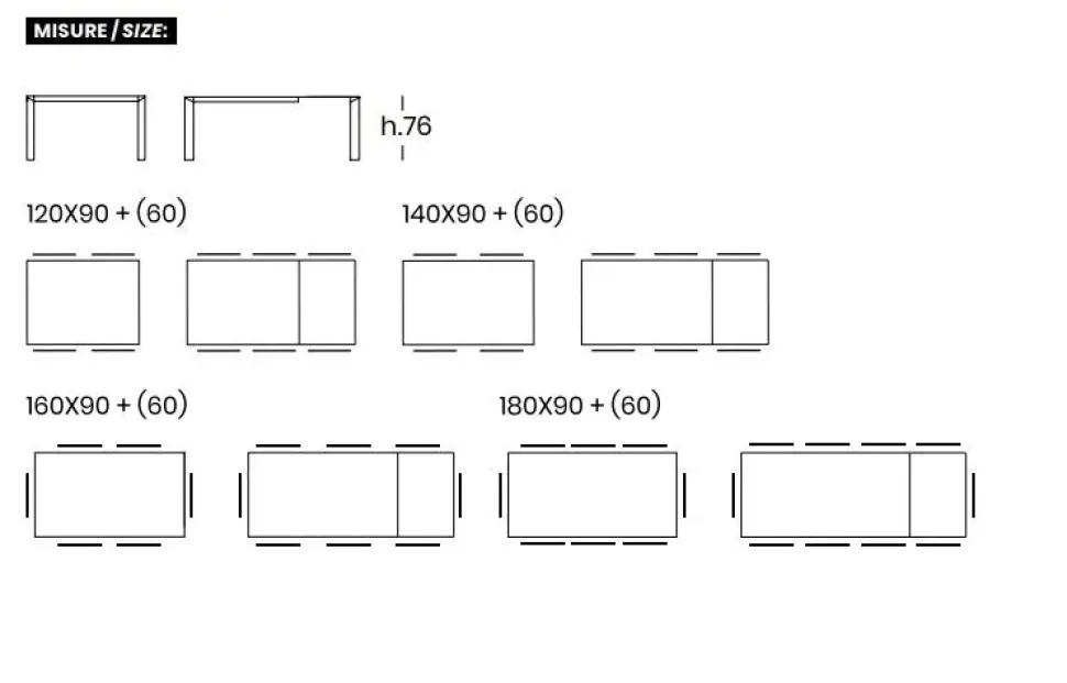 Tavolo in laminato rettangolare Fusion Point house in offerta outlet