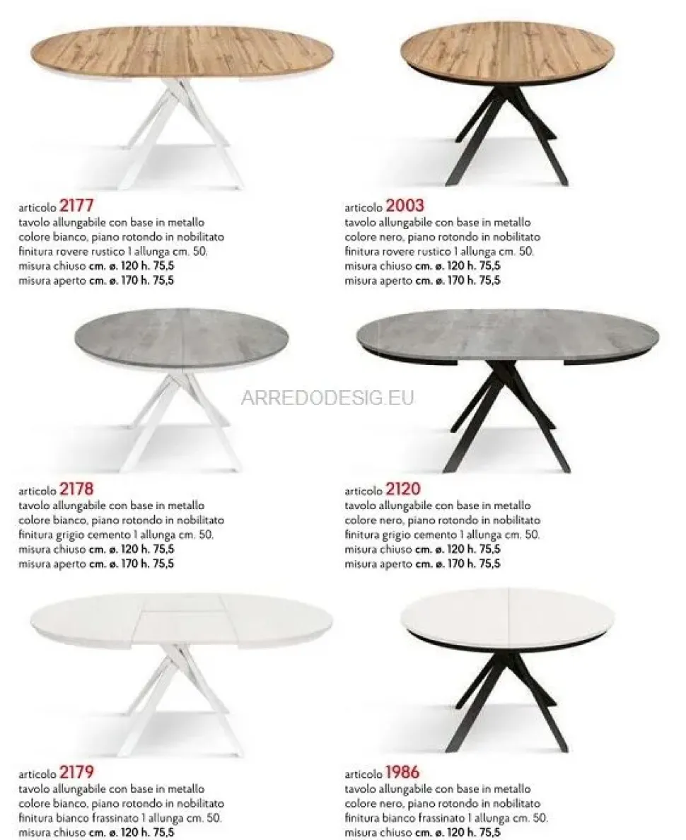 Tavolo in laminato rotondo Tempor 2177 Collezione esclusiva a prezzo scontato