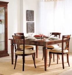 Tavolo in legno quadrato F309 piano a parquet Falegnameria italiana a prezzo scontato