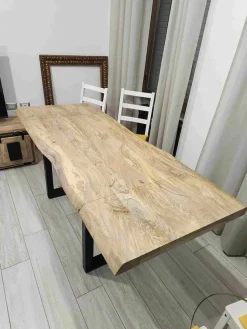 Tavolo in legno rettangolare Tavolo allungabile craft gambe u Outlet etnico a prezzo scontato