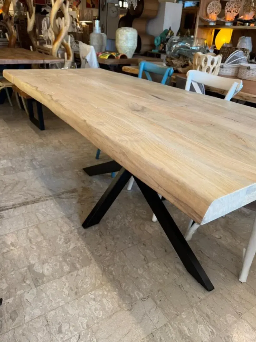 Tavolo in legno rettangolare Tavolo allungabile craft gambe u Outlet etnico a prezzo scontato