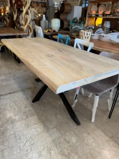 Tavolo in legno rettangolare Tavolo allungabile craft gambe u Outlet etnico a prezzo scontato