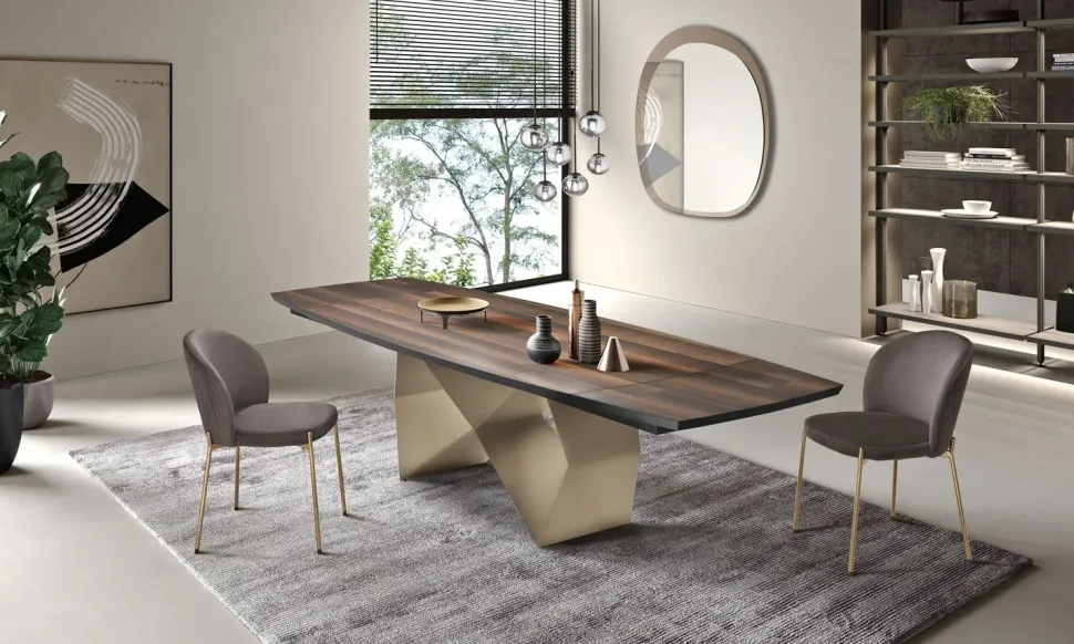 Tavolo in legno rettangolare Tavolo allungabile impiallacciato luxury Md work in offerta outlet