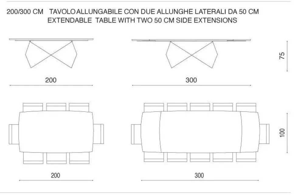 Tavolo in legno rettangolare Tavolo allungabile impiallacciato luxury Md work in offerta outlet