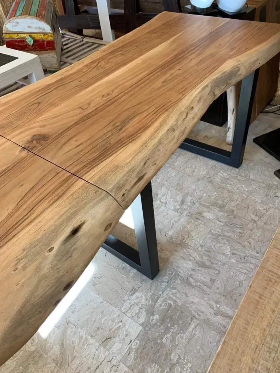 Tavolo in legno rettangolare Tavolo industrial allungabile nature Outlet etnico a prezzo ribassato