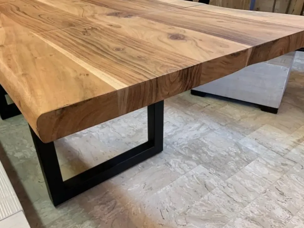 Tavolo in legno rettangolare Tavolo industrial allungabile nature Outlet etnico a prezzo ribassato