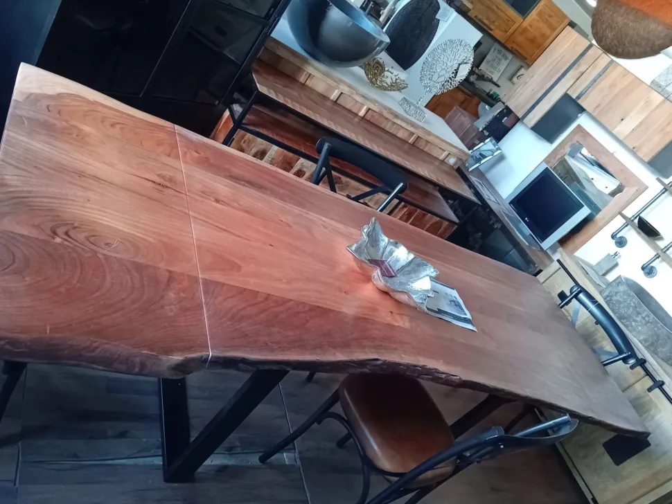 Tavolo in legno rettangolare Tavolo in vero legno industrial design austin allungabile Outlet etnico in offerta outlet