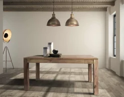 Tavolo in legno rettangolare Tavolo nature allungabile con prolunghe a scomparsa Outlet etnico a prezzo scontato