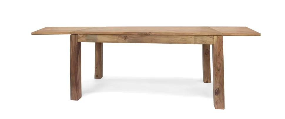 Tavolo in legno rettangolare Tavolo nature allungabile con prolunghe a scomparsa Outlet etnico a prezzo scontato