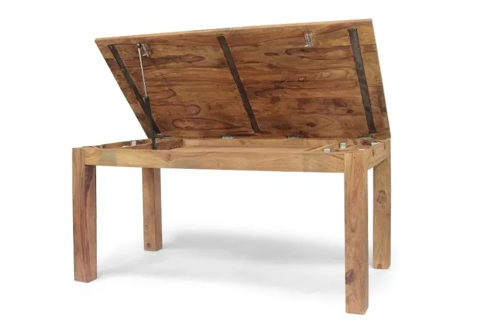 Tavolo in legno rettangolare Tavolo nature allungabile con prolunghe a scomparsa Outlet etnico a prezzo scontato