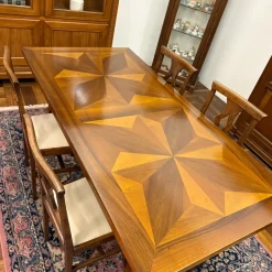 Tavolo in legno rettangolare Rosa dei venti Artigianale a prezzo ribassato