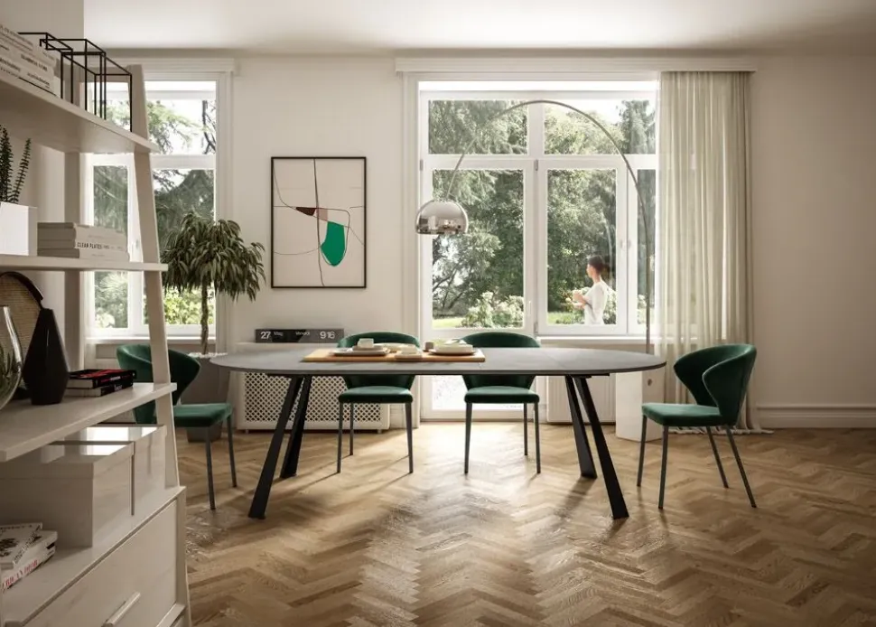 Tavolo in legno rotondo Convivio Ozzio in offerta outlet