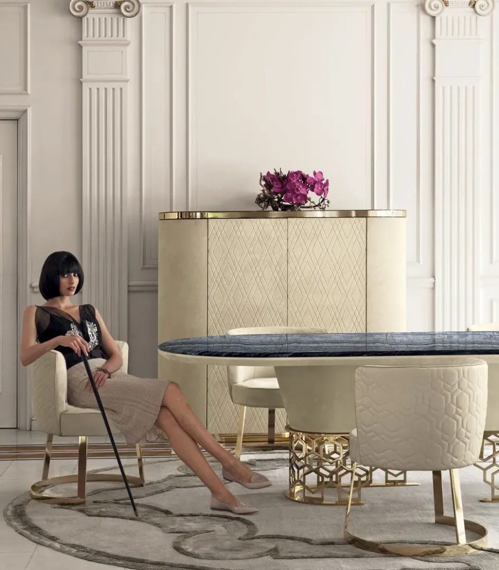 Tavolo in marmo sagomato Piano palissandro struttura nabuk pelle luxury maxi Md work in offerta outlet