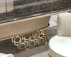 Tavolo in marmo sagomato Piano palissandro struttura nabuk pelle luxury maxi Md work in offerta outlet