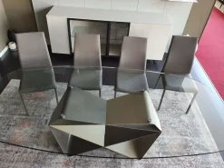 Tavolo in vetro ellittico Gem Ozzio a prezzo ribassato