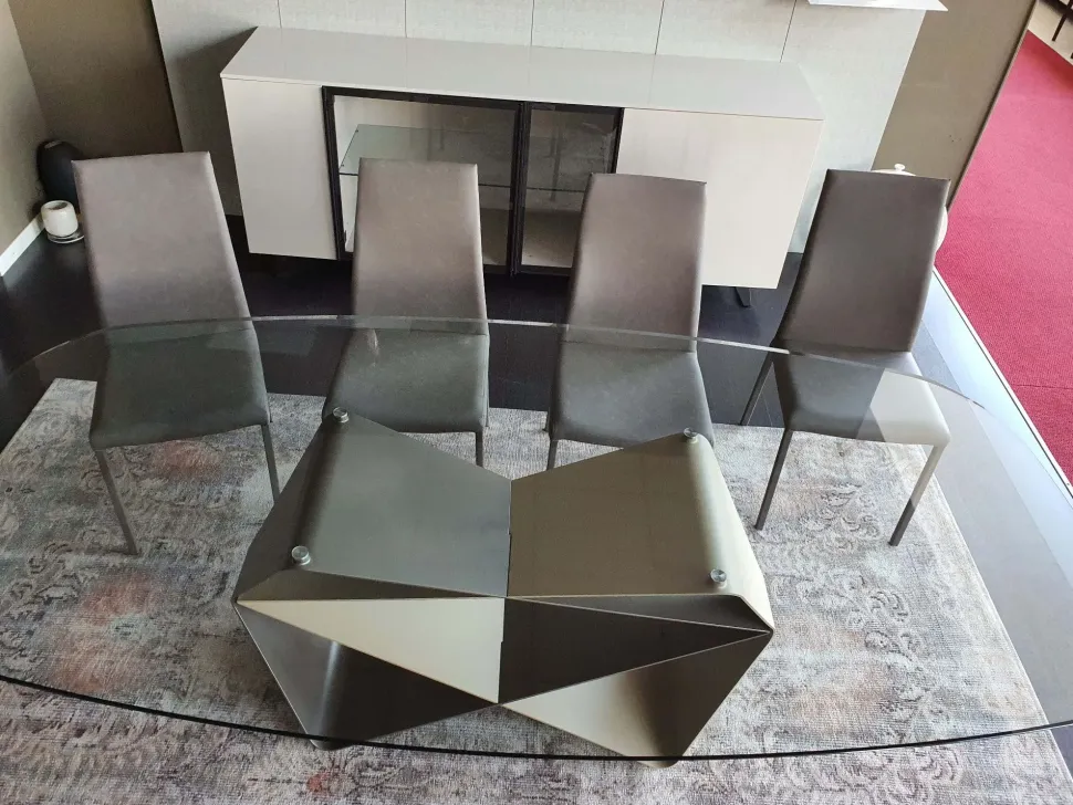 Tavolo in vetro ellittico Gem Ozzio a prezzo ribassato